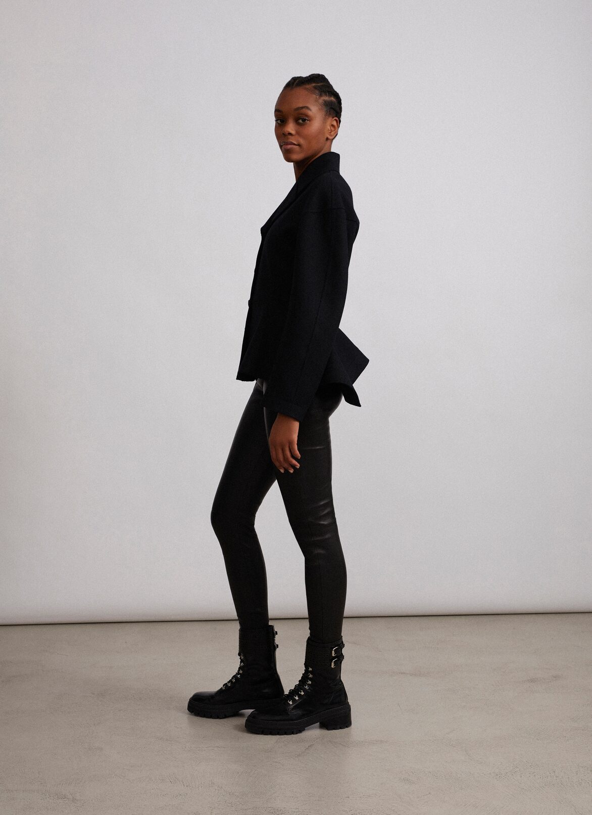Fitted jacket in Japanese cloth
 ALAÏA BLACK FITTED JACKET IN JAPANESE CLOTH